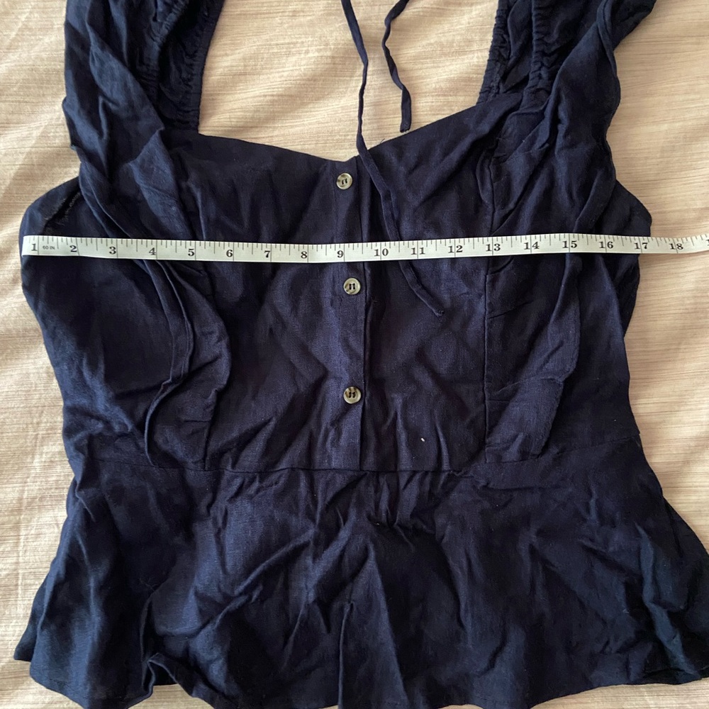 BP Navy Blue Flutter Sleeve Top - Picture 3 of 5